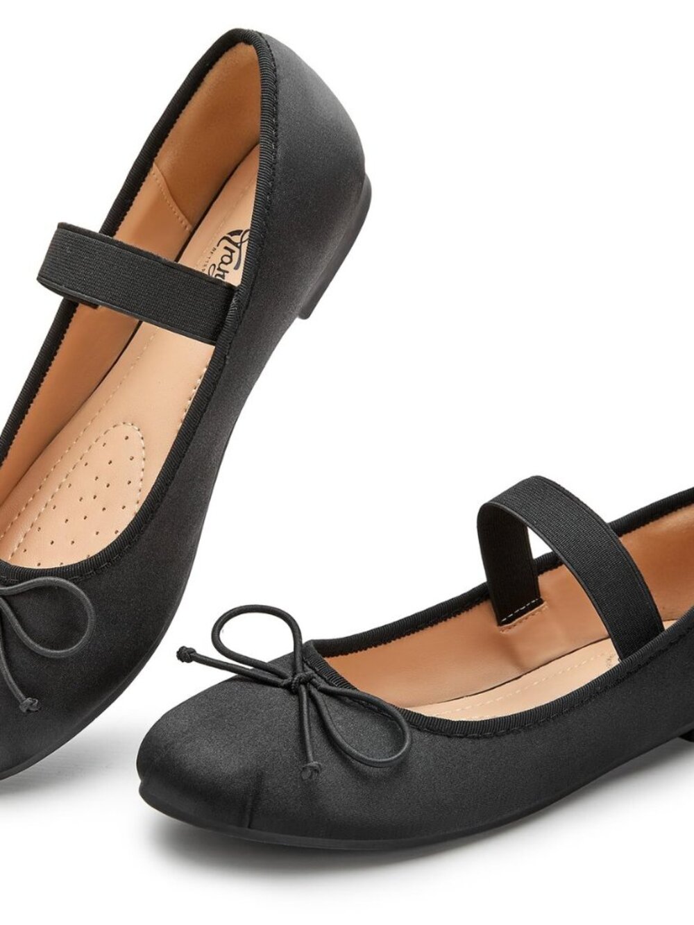 Flats for Women Closed Round Toe Ballet Flats Mary Jane Shoes Women with Elastic